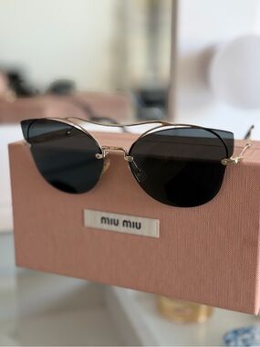 Miu Miu Black Sunglasses with Pink Velvet Case